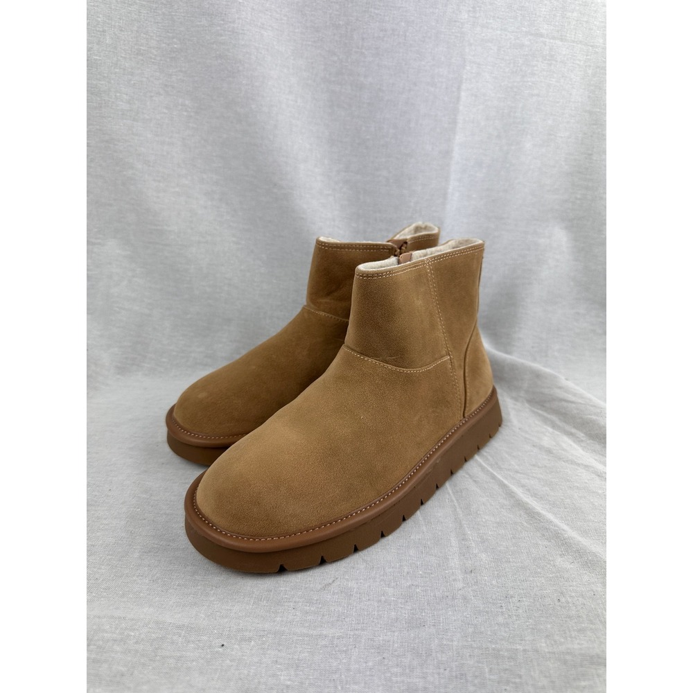 Universal Thread Tan Suede Faux Shearling Ankle Boots Memory‎ Foam Sole Size 7